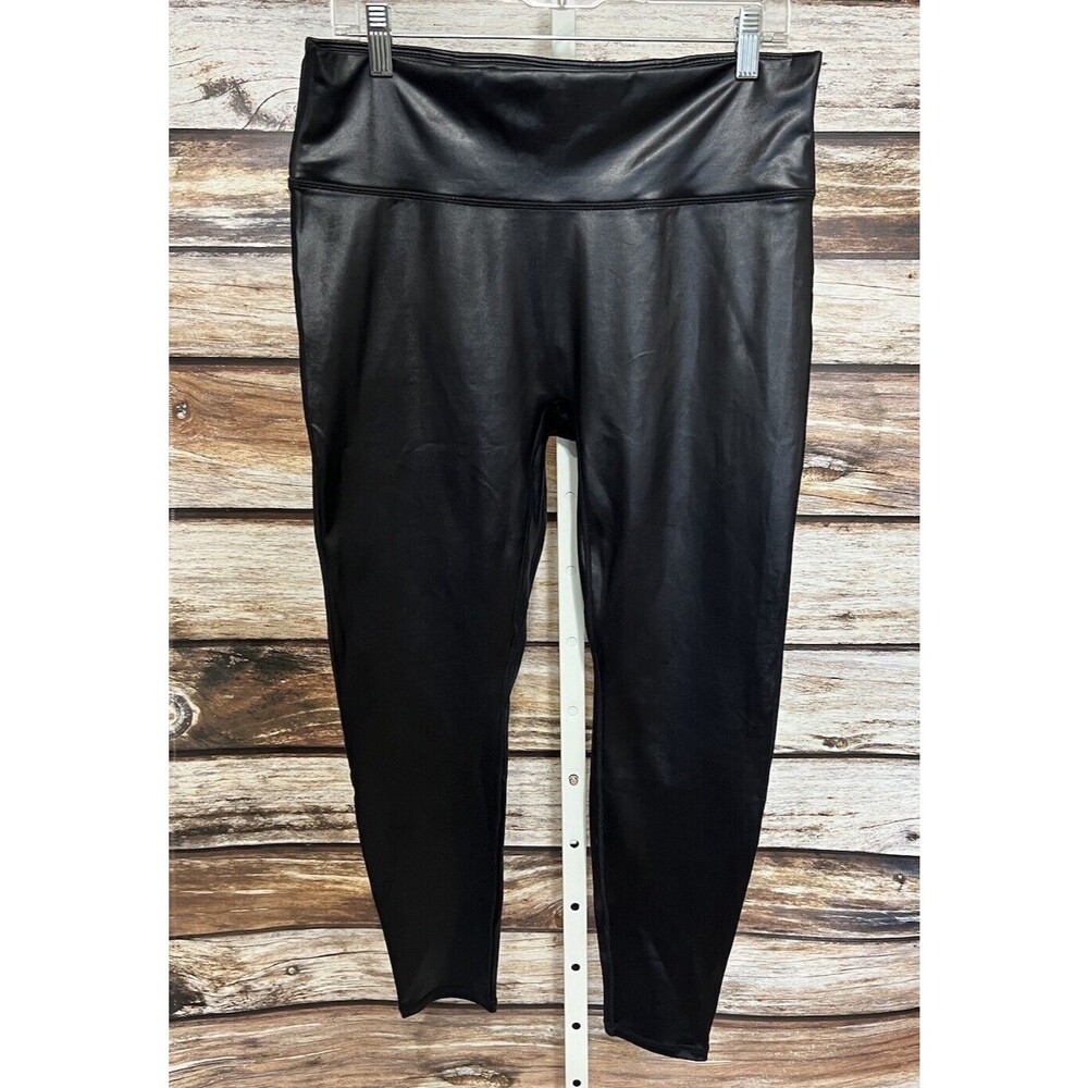 Fabletics Motion 365+ High Waisted Faux Leather Leggings Size 1X New Black